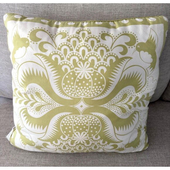 Jonathan Adler Happy Home Silk Pillow Cover 18" x 18" Apple Green Paisley - Picture 6 of 8
